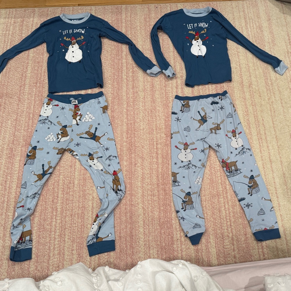 Blue and Light Blue Reindeer Pajama Set